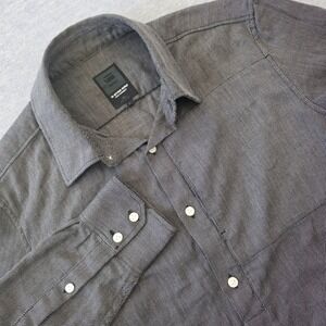 G-Star Raw Rivo Shirt Long Sleeve Mens Large Black White Micro Pattern Grey